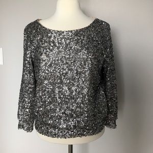 Alice + Olivia silk and sequin pullover